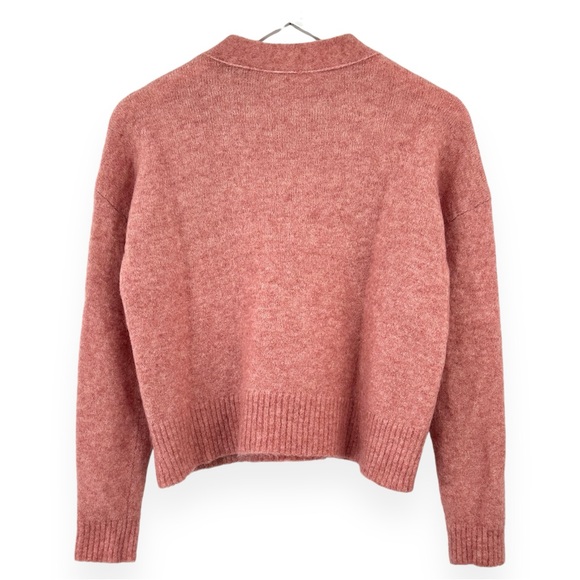 Sezane Zita Jumper in Rosewood - Soft Pink Tie Strap Detail Mohair Wool Sweater - Picture 4 of 10